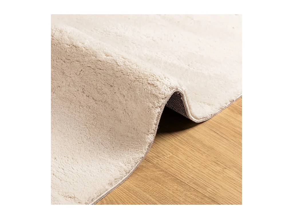 Tapis HUARTE à poils courts doux et lavable beige 60x110 cm