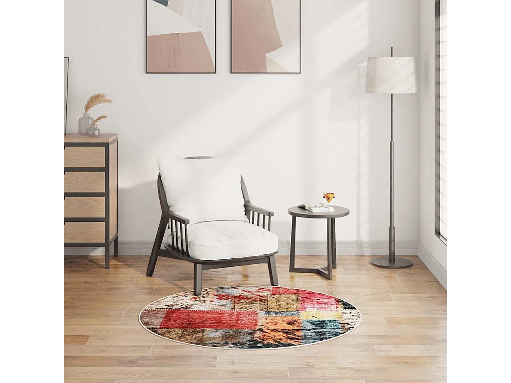 Tappeto Patchwork lavabile antiscivolo φ120 cm multicolore