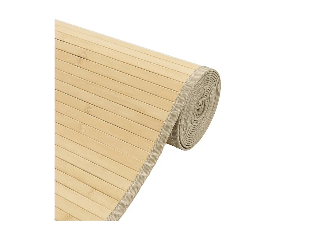 Tapis rectangulaire naturel clair 100x200 cm bambou