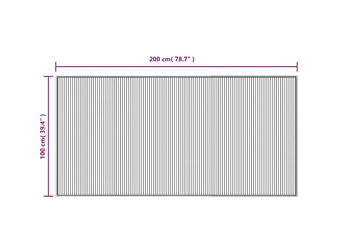 Tapis rectangulaire naturel clair 100x200 cm bambou