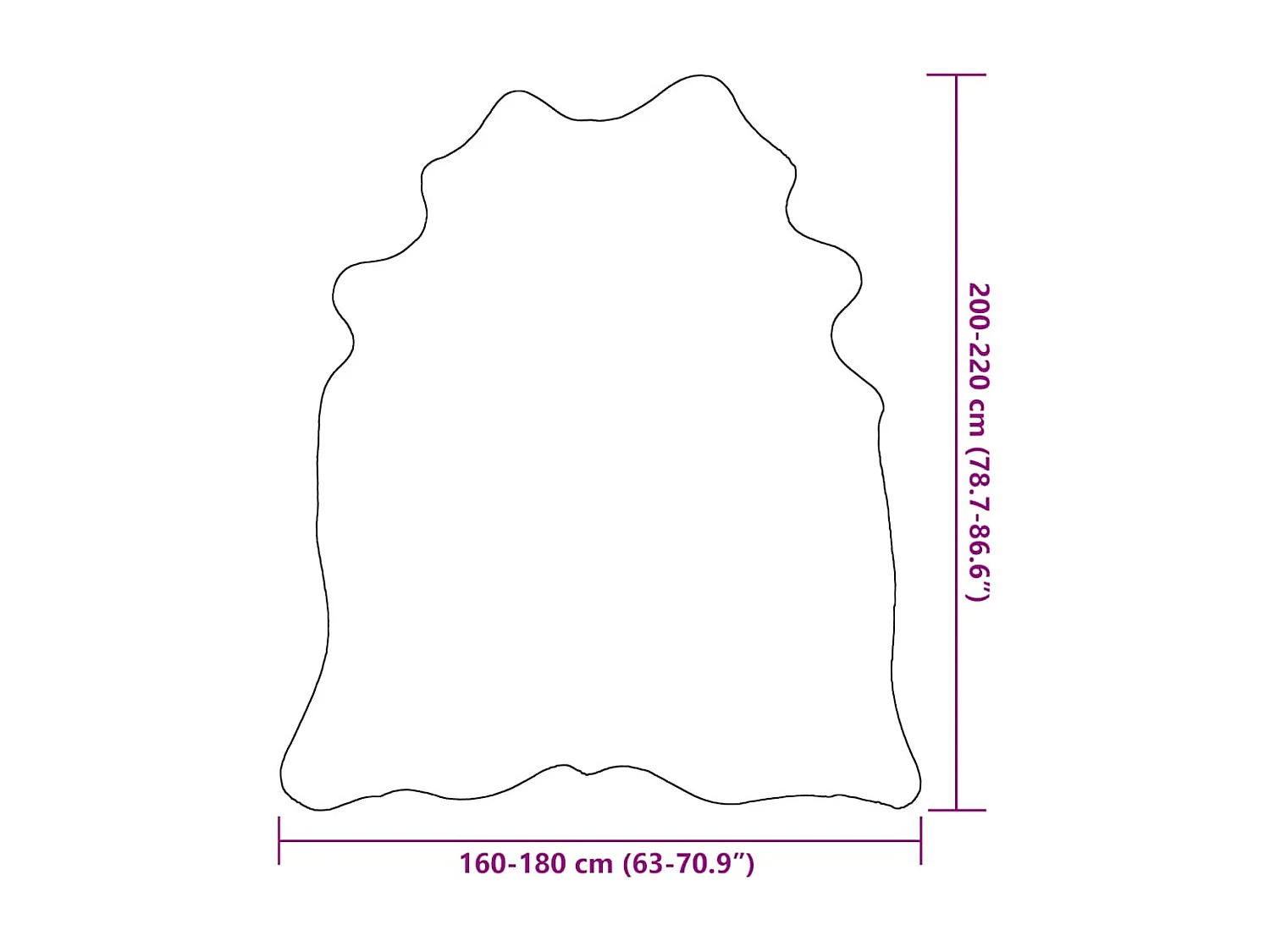 Tappeto in vera pelle di mucca nero 180x220 cm