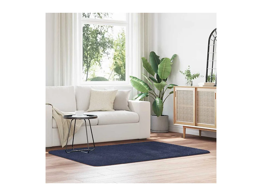 Tapis shaggy à poils longs NAVARRA bleu marine 120x170 cm