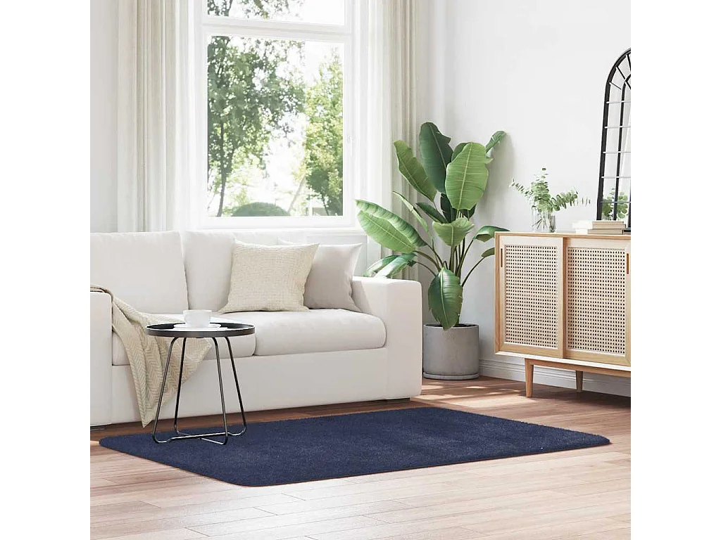 Tapis shaggy à poils longs NAVARRA bleu marine 120x170 cm
