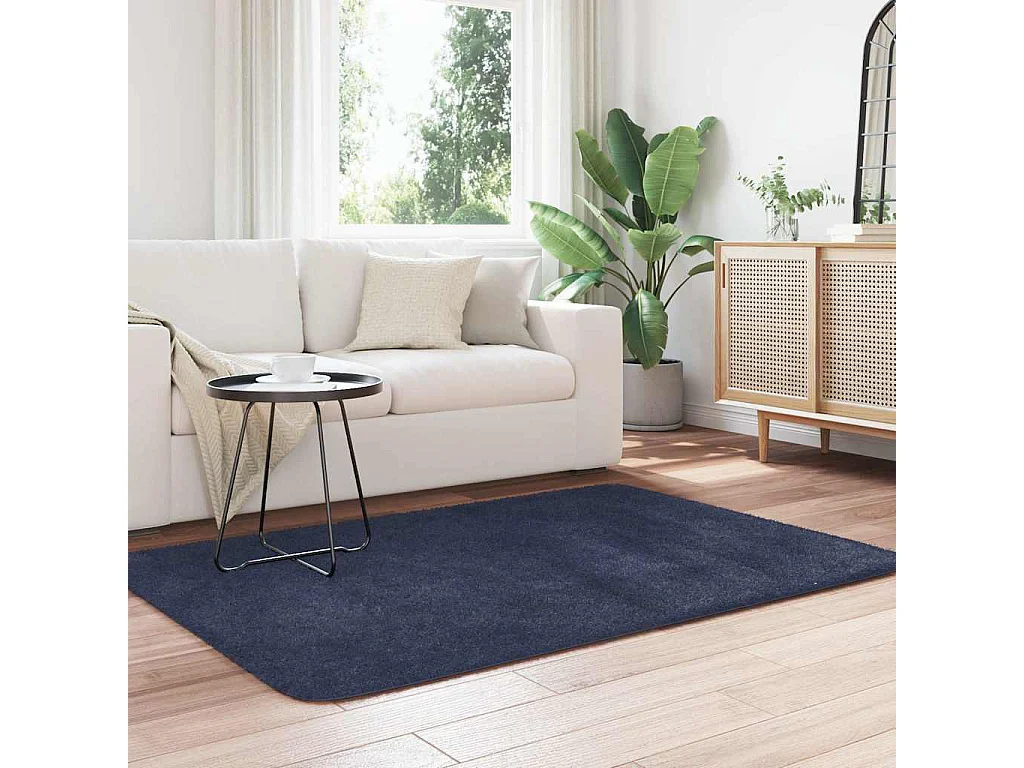 Tapis shaggy à poils longs NAVARRA bleu marine 120x170 cm