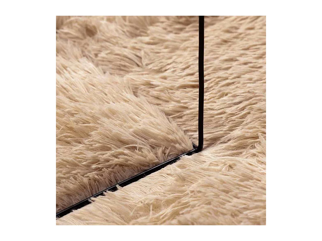 Tapis shaggy à poils longs NAVARRA beige 120x120 cm polyester