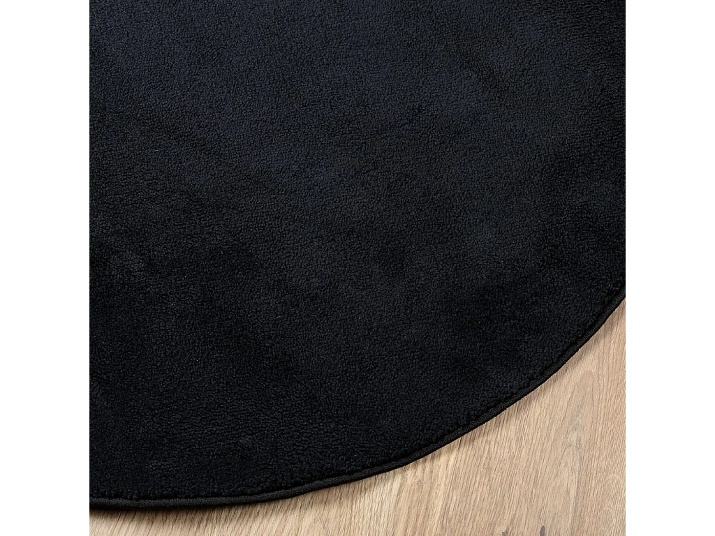 Tapis OVIEDO à poils courts noir Ø 120 cm