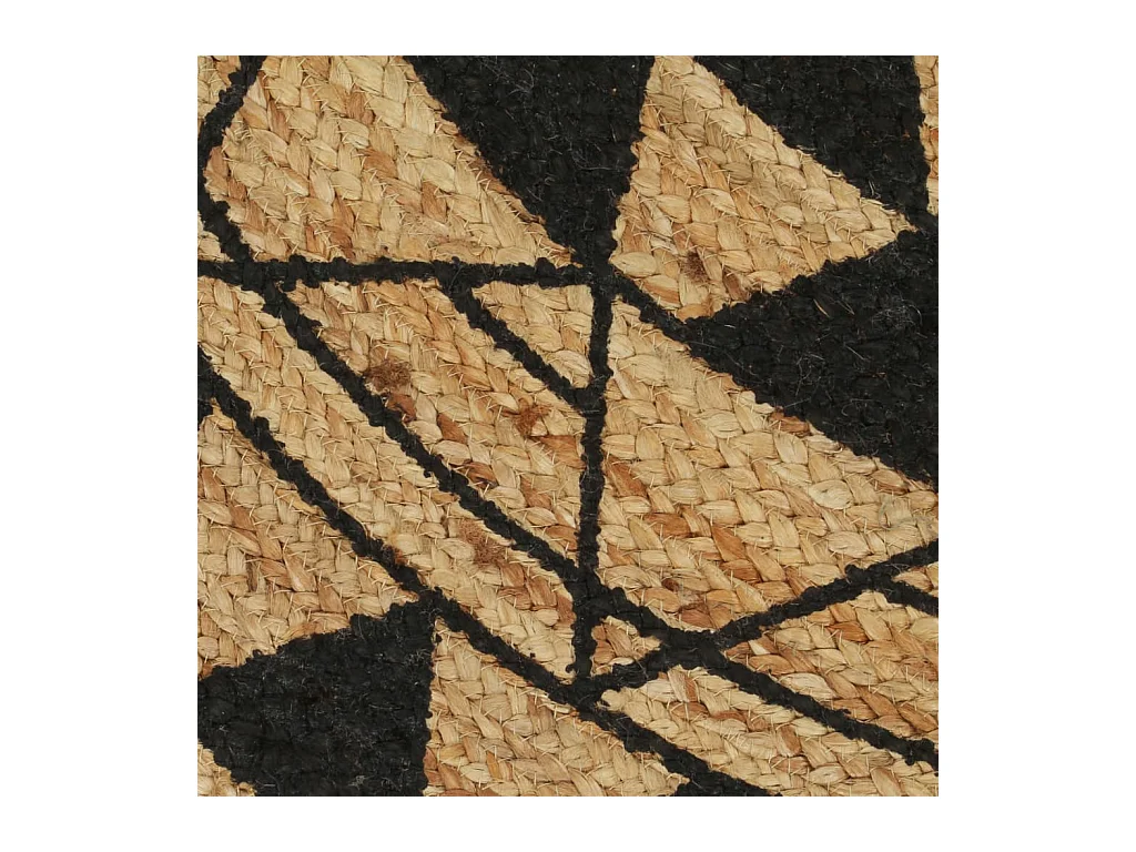 Handgemaakt jute vloerkleed met zwarte print 150 cm