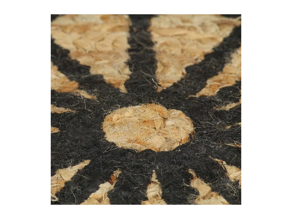 Handgemaakt jute vloerkleed met zwarte print 150 cm