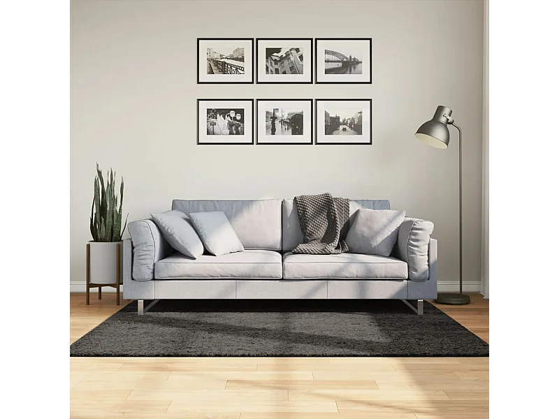 ISTAN Teppich mit Langflor, glänzende Anthrazit-Optik, 120x170 cm