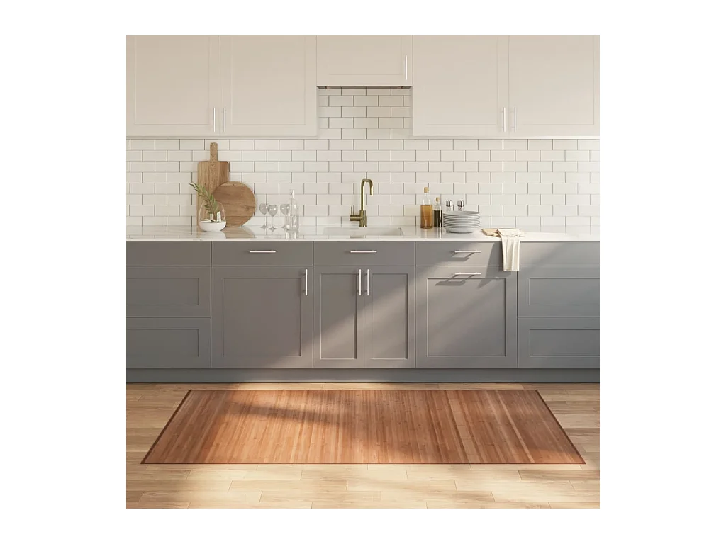 Tapis rectangulaire naturel 100x200 cm bambou