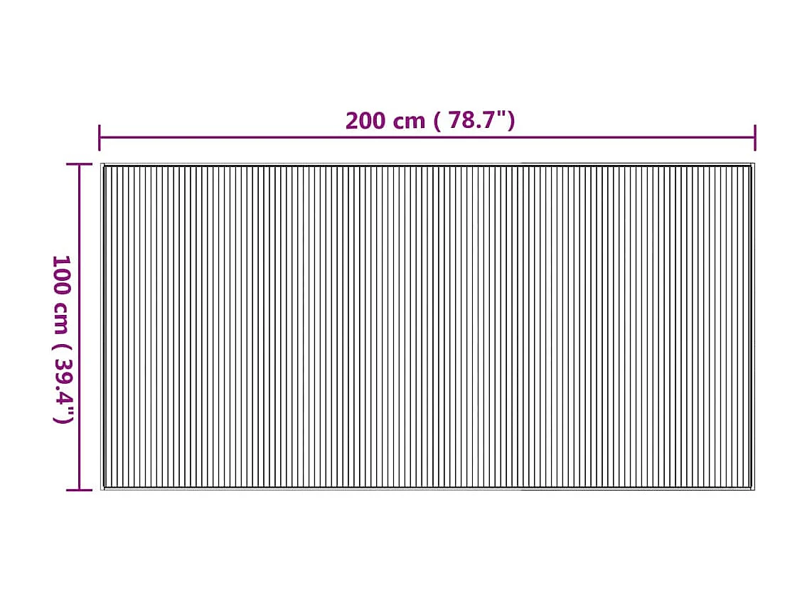 Tapis rectangulaire naturel 100x200 cm bambou