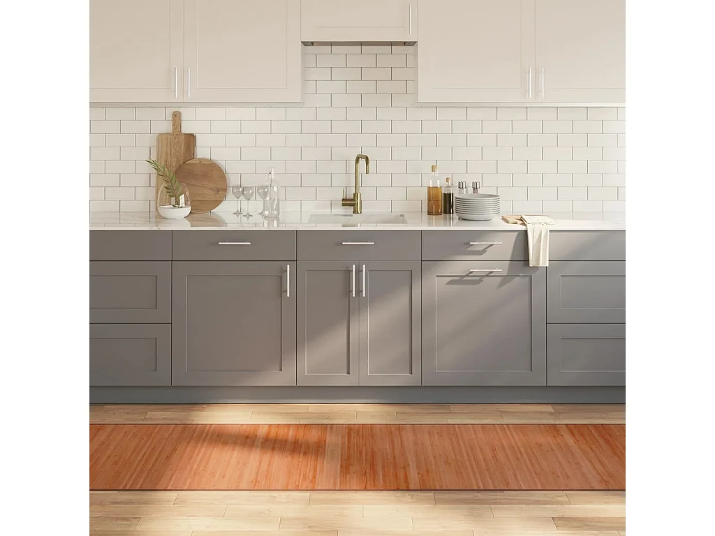 Alfombra rectangular marrón 70x500 cm bambú