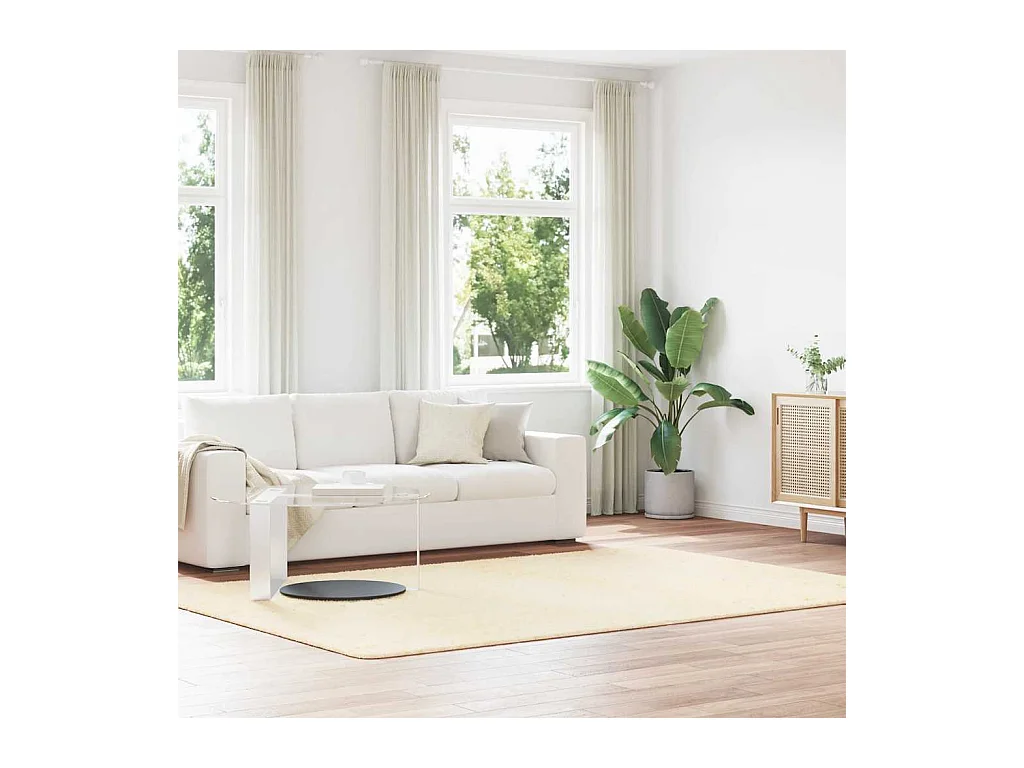 Tapis Shaggy à poils longs NAVARRA crème 200x290 cm polyester