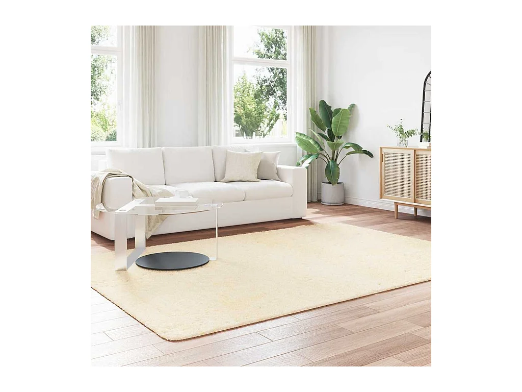 Tapis Shaggy à poils longs NAVARRA crème 200x290 cm polyester
