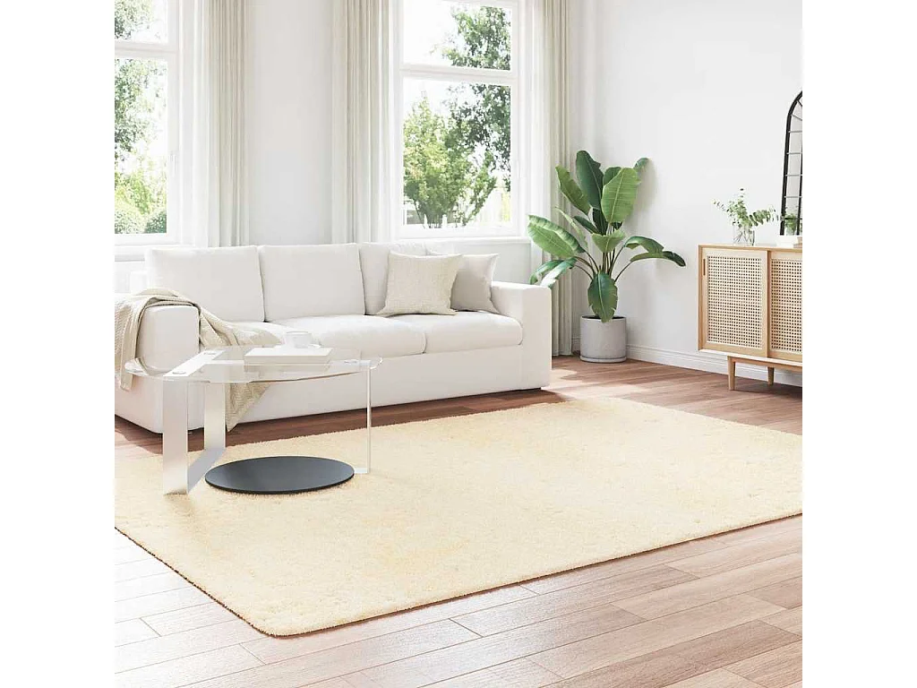Tappeto shaggy a pelo lungo NAVARRA crema 200x290 cm poliestere