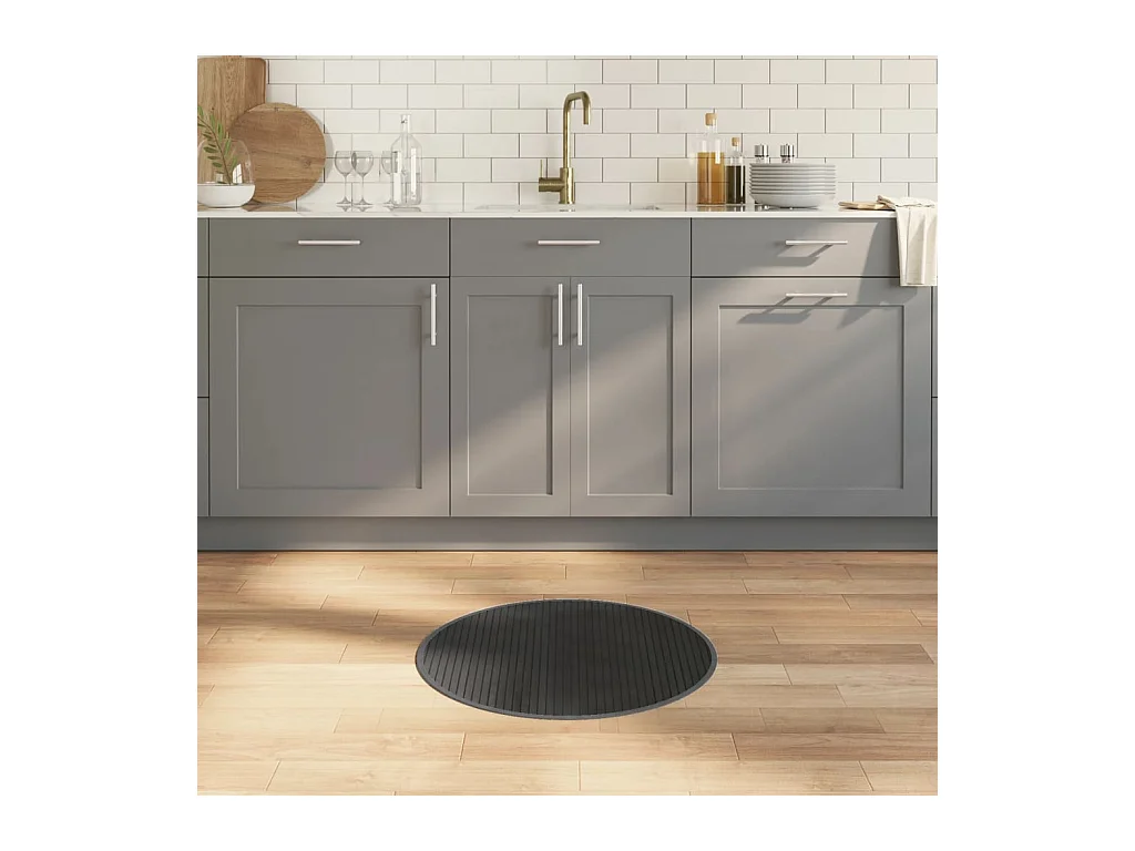 Tapis rond gris 60 cm bambou