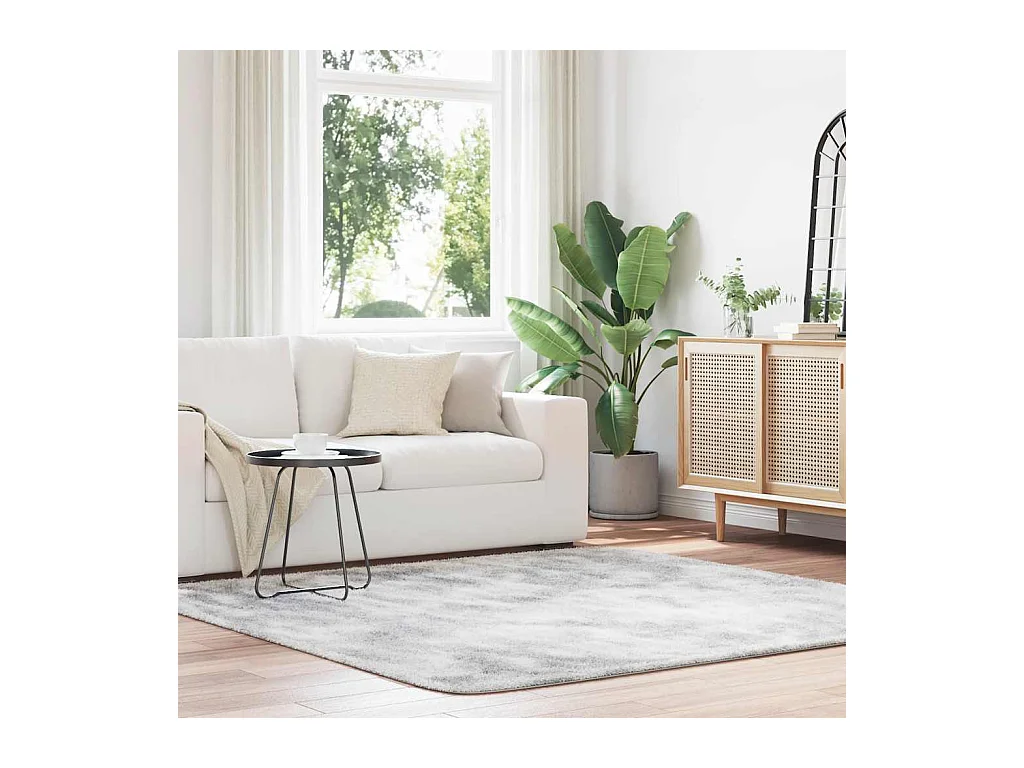 Tapis shaggy à poils longs NAVARRA gris argenté 200x200 cm