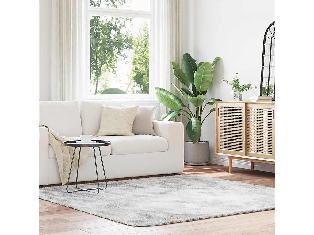 Tapis shaggy à poils longs NAVARRA gris argenté 200x200 cm