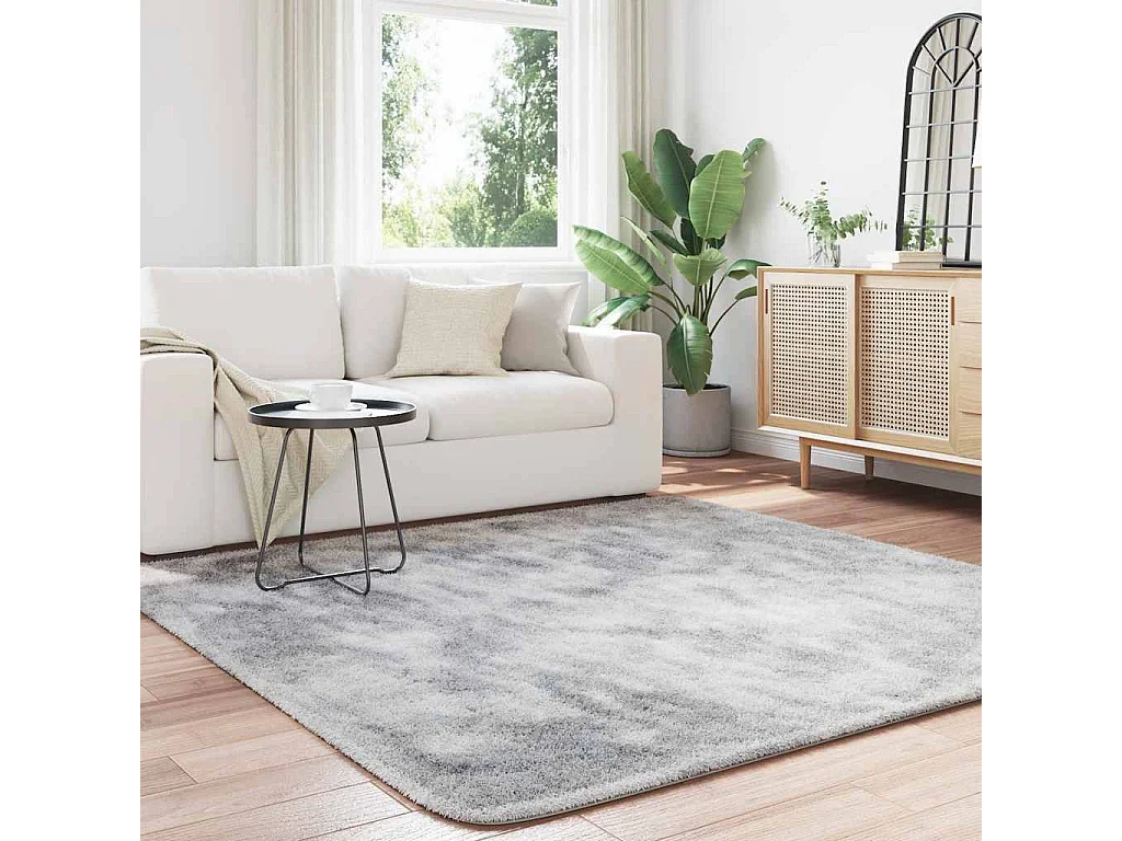 Tapis shaggy à poils longs NAVARRA gris argenté 200x200 cm