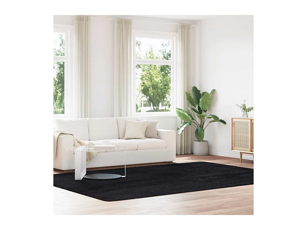 Tapis shaggy à poils longs NAVARRA noir 240x340 cm polyester