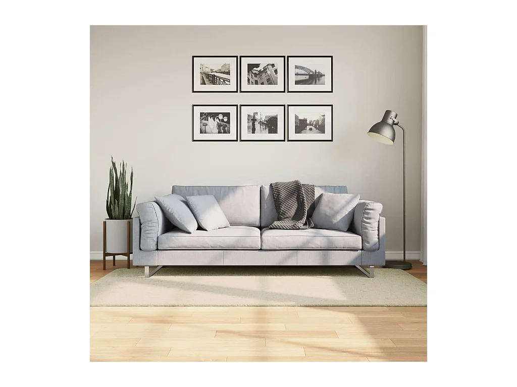 Tapis HUARTE à poils courts doux et lavable crème 100x200 cm