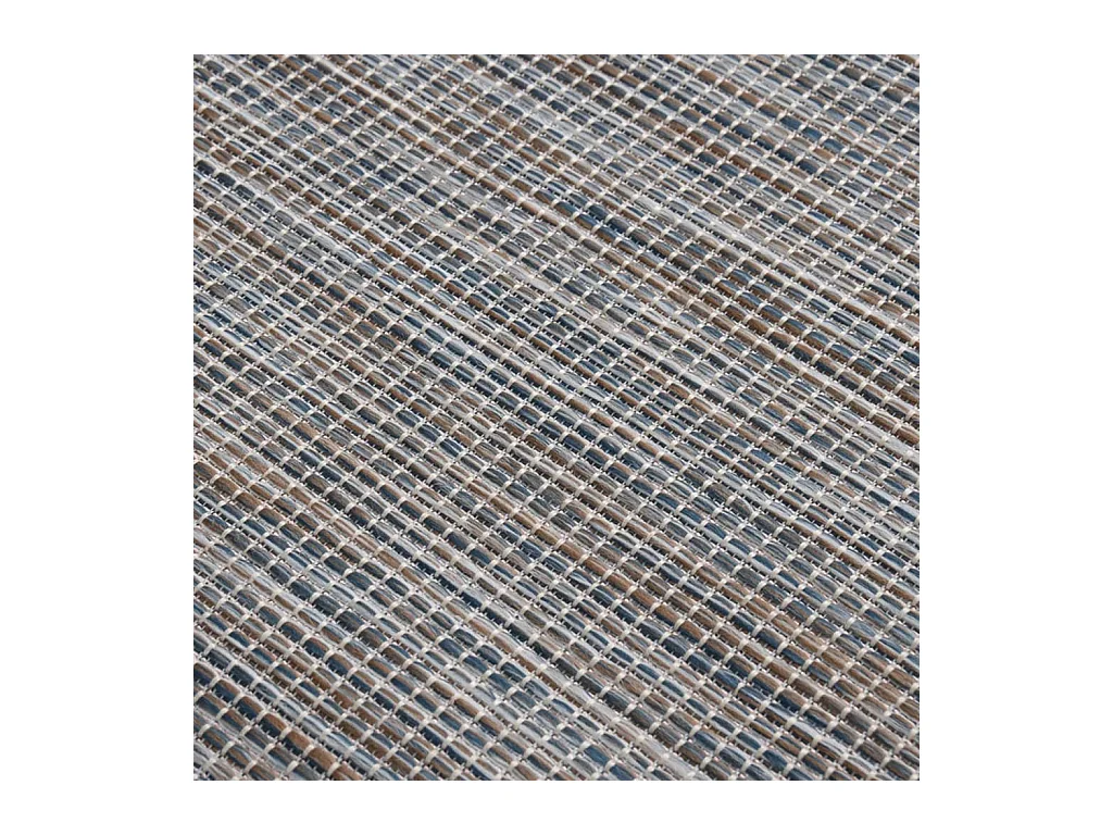 Platgeweven buitenkleed 160x230 cm Bruin en blauw