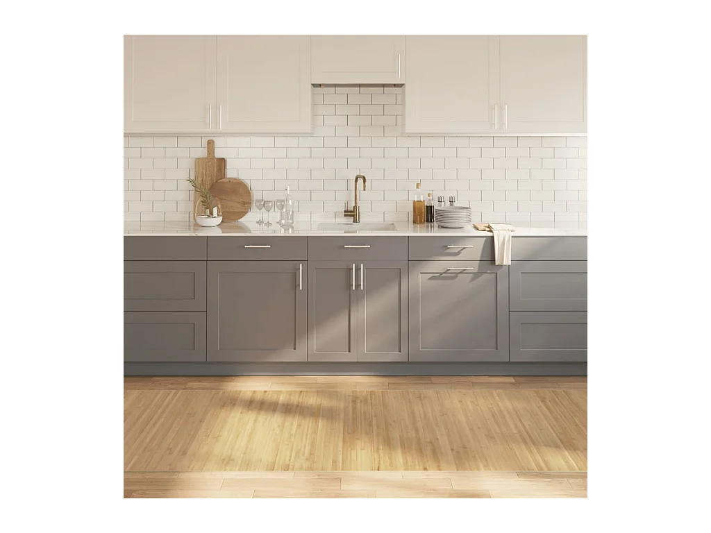 Tapis rectangulaire naturel clair 100x300 cm bambou