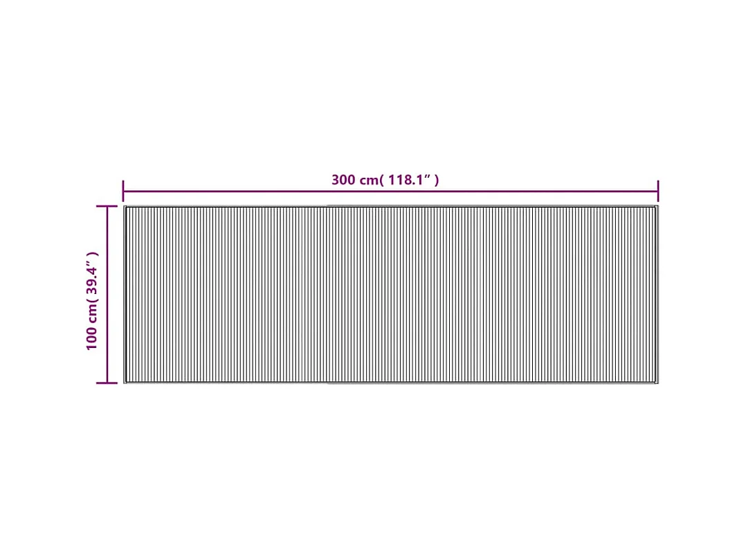 Tapis rectangulaire naturel clair 100x300 cm bambou