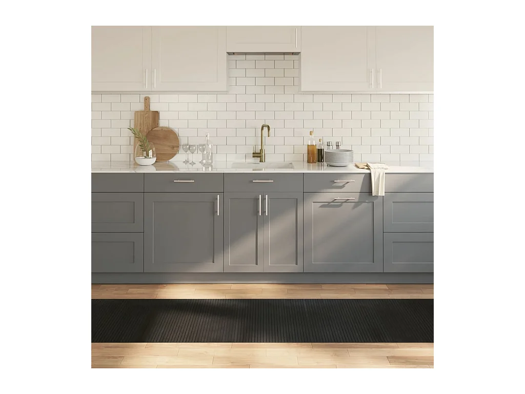 Rechthoekig zwart tapijt 70x300 cm bamboe