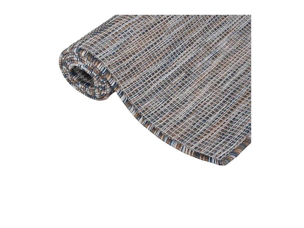 Platgeweven buitenkleed 120x170 cm Bruin en blauw