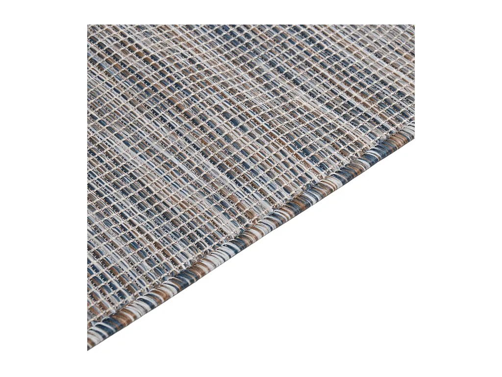 Platgeweven buitenkleed 120x170 cm Bruin en blauw