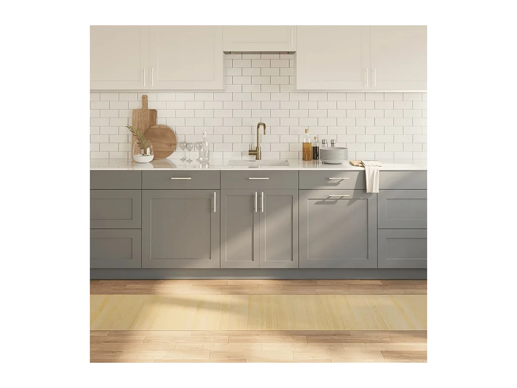 Rechthoekig natuurlijk licht bamboe vloerkleed 60x300 cm