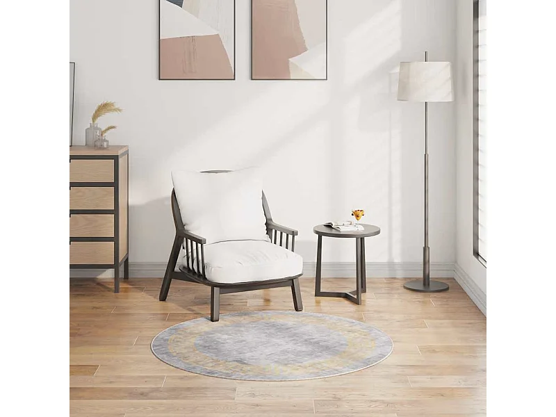 Tapis lavable antidérapant φ120 cm gris