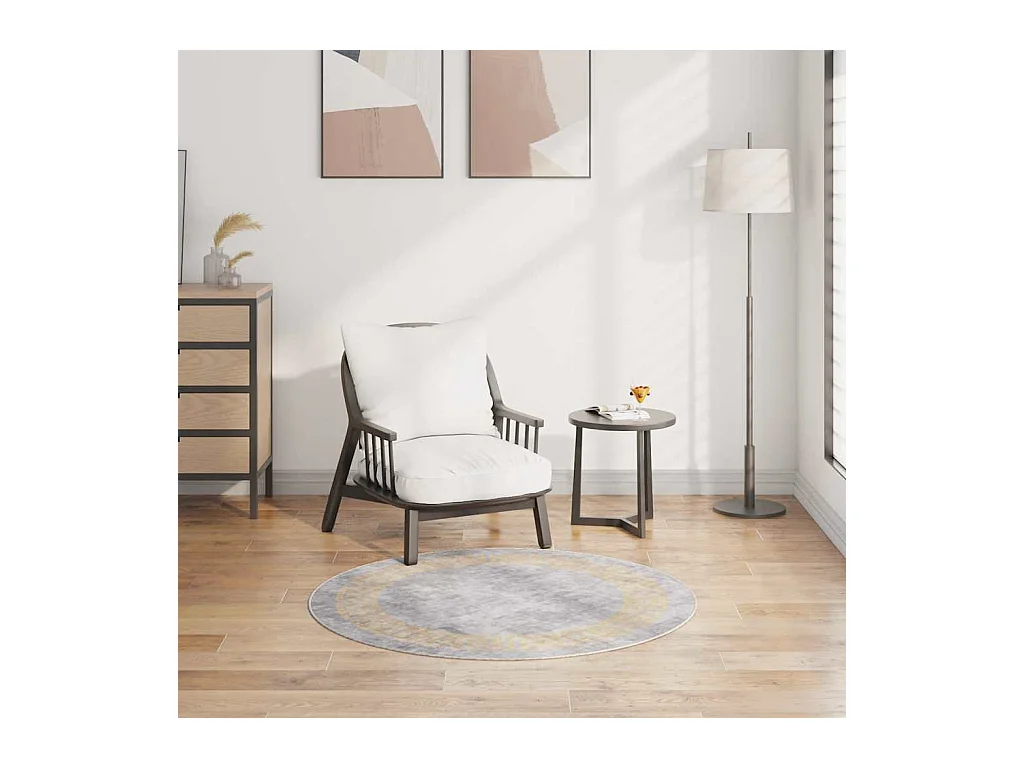 Tapis lavable antidérapant φ120 cm gris