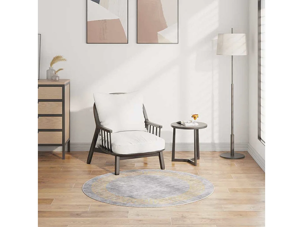 Tapis lavable antidérapant φ120 cm gris