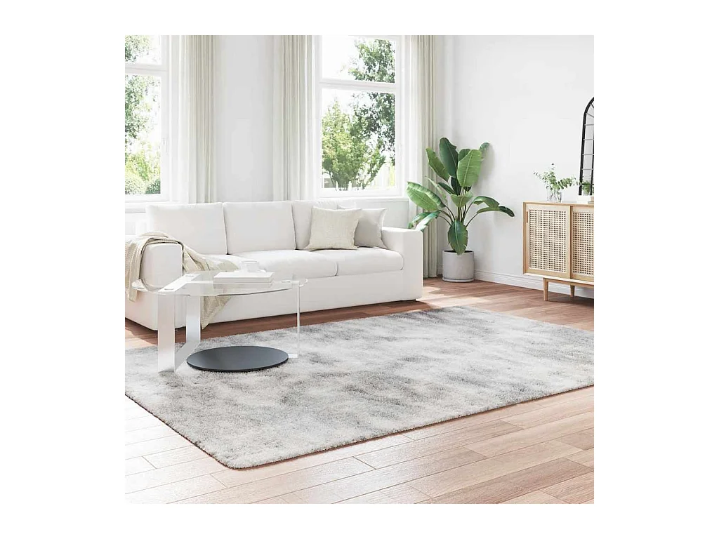 Tapis shaggy à poils longs NAVARRA gris argenté 200x290 cm