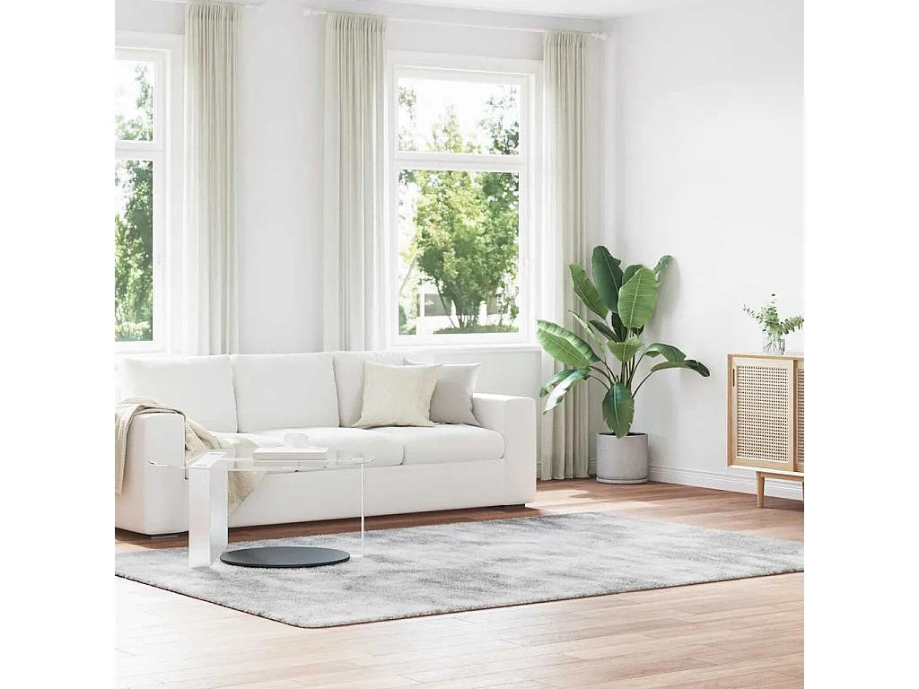 Tapis shaggy à poils longs NAVARRA gris argenté 200x290 cm