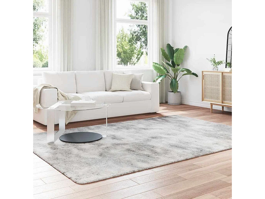 Tapis shaggy à poils longs NAVARRA gris argenté 200x290 cm