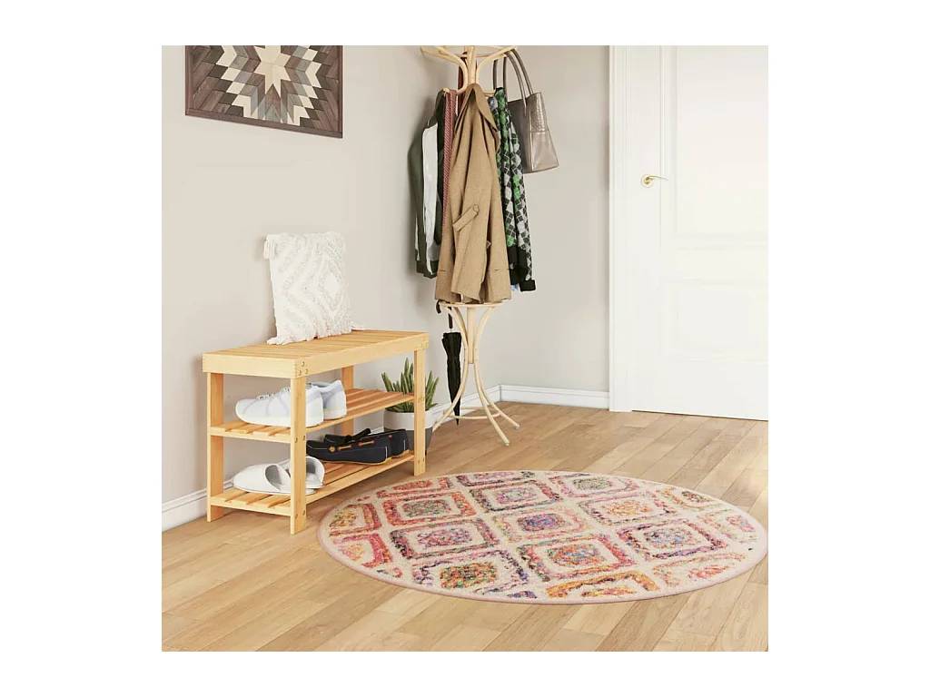 Tapis lavable multicolore Ø 120 cm antidérapant