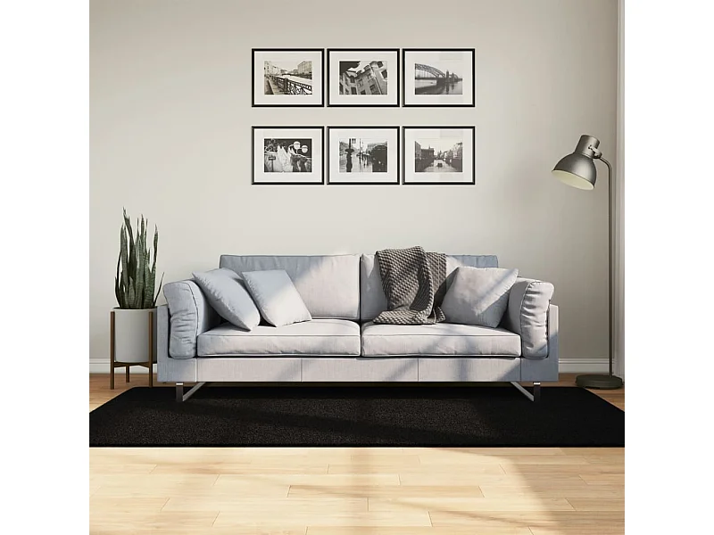 Tappeto HUARTE morbido e lavabile a pelo corto nero 100x200 cm