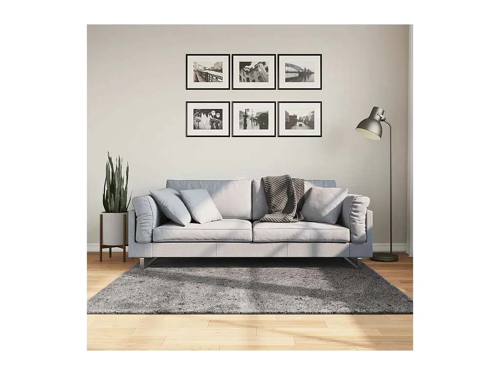 Tapis HUARTE à poils courts doux lavable anthracite 160x160 cm