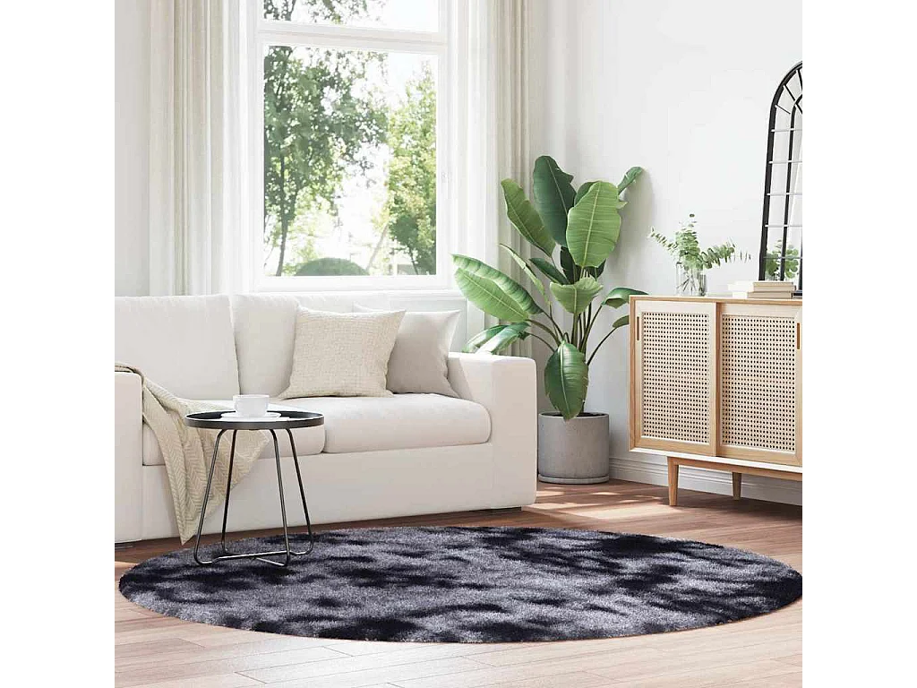 Tapis Shaggy à poils longs NAVARRA gris foncé 200x200 cm