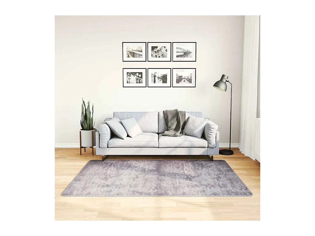 Tapis lavable antidérapant 120x180 cm gris