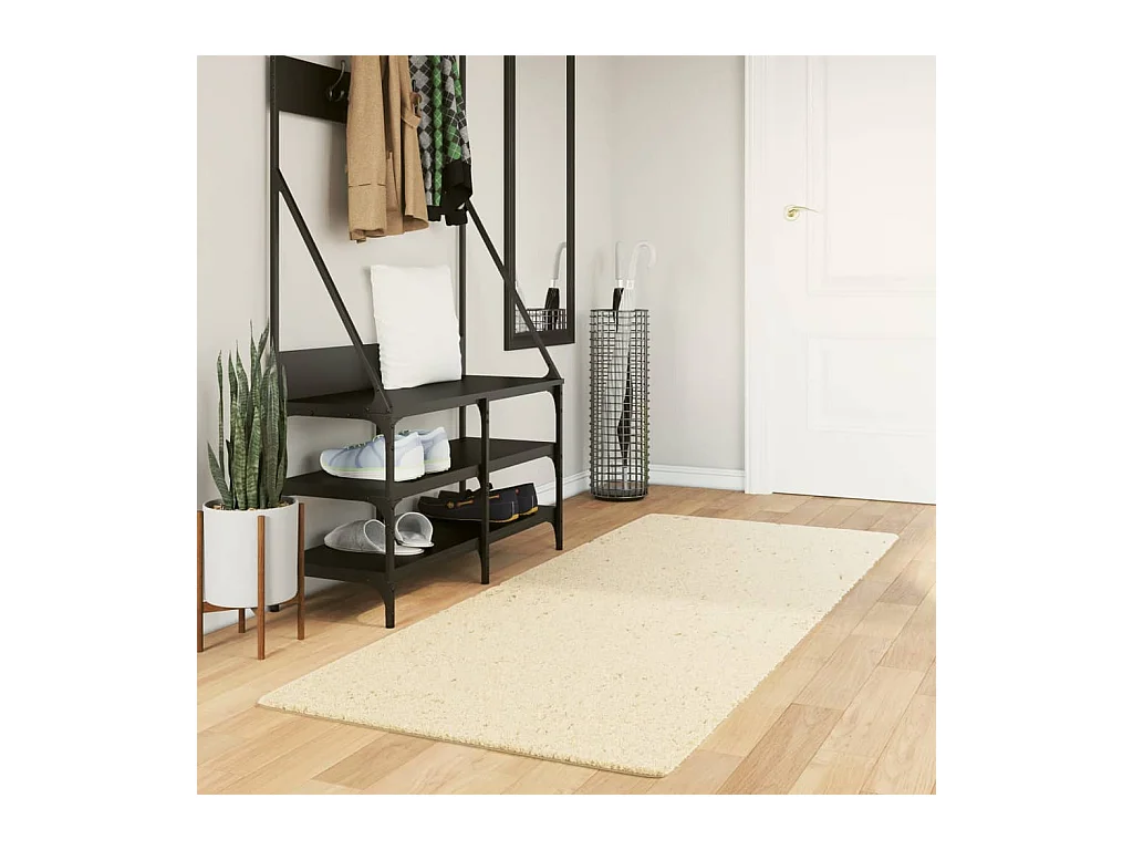 Tapis HUARTE à poils courts doux et lavable crème 80x200 cm