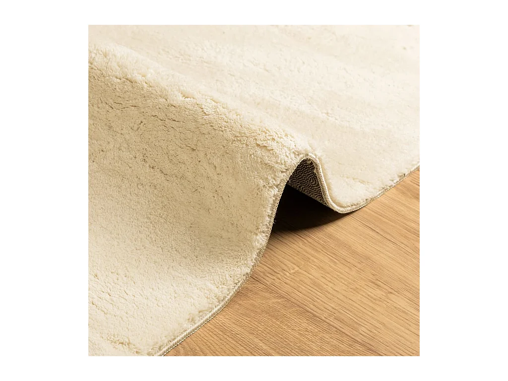 Tapis HUARTE à poils courts doux et lavable crème 80x200 cm