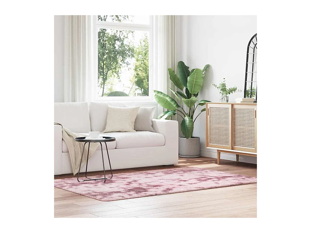 Tapis Shaggy à poils longs NAVARRA rose poudré 130x200 cm