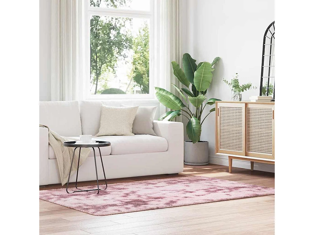 Tapis Shaggy à poils longs NAVARRA rose poudré 130x200 cm