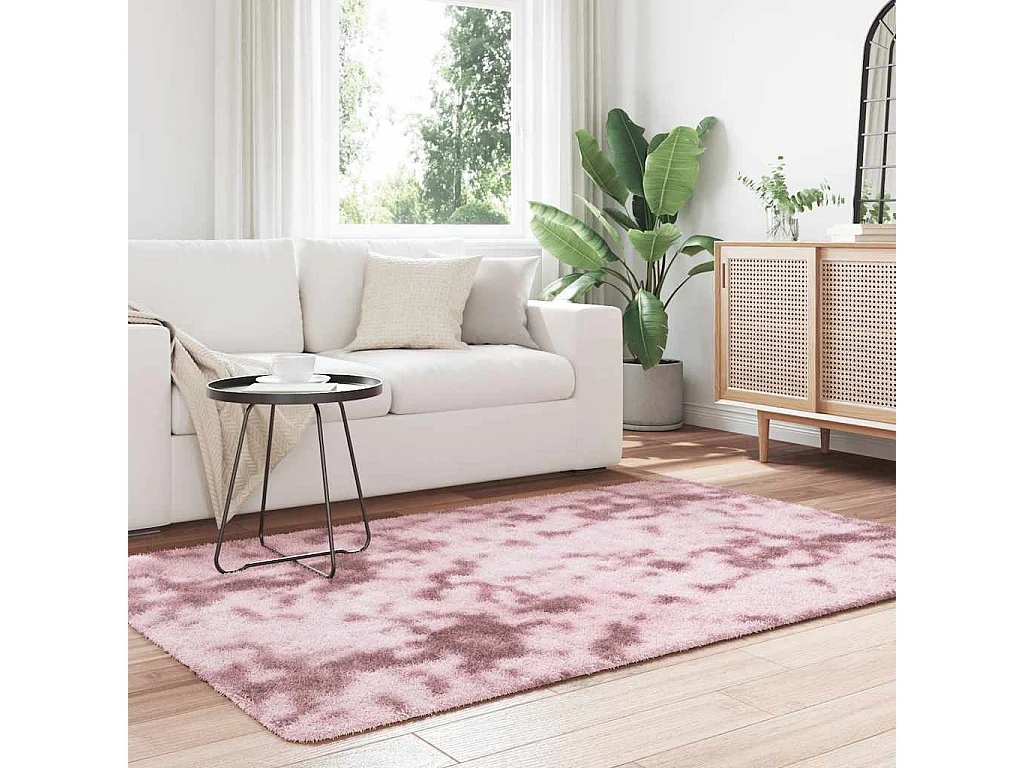 Tapis Shaggy à poils longs NAVARRA rose poudré 130x200 cm