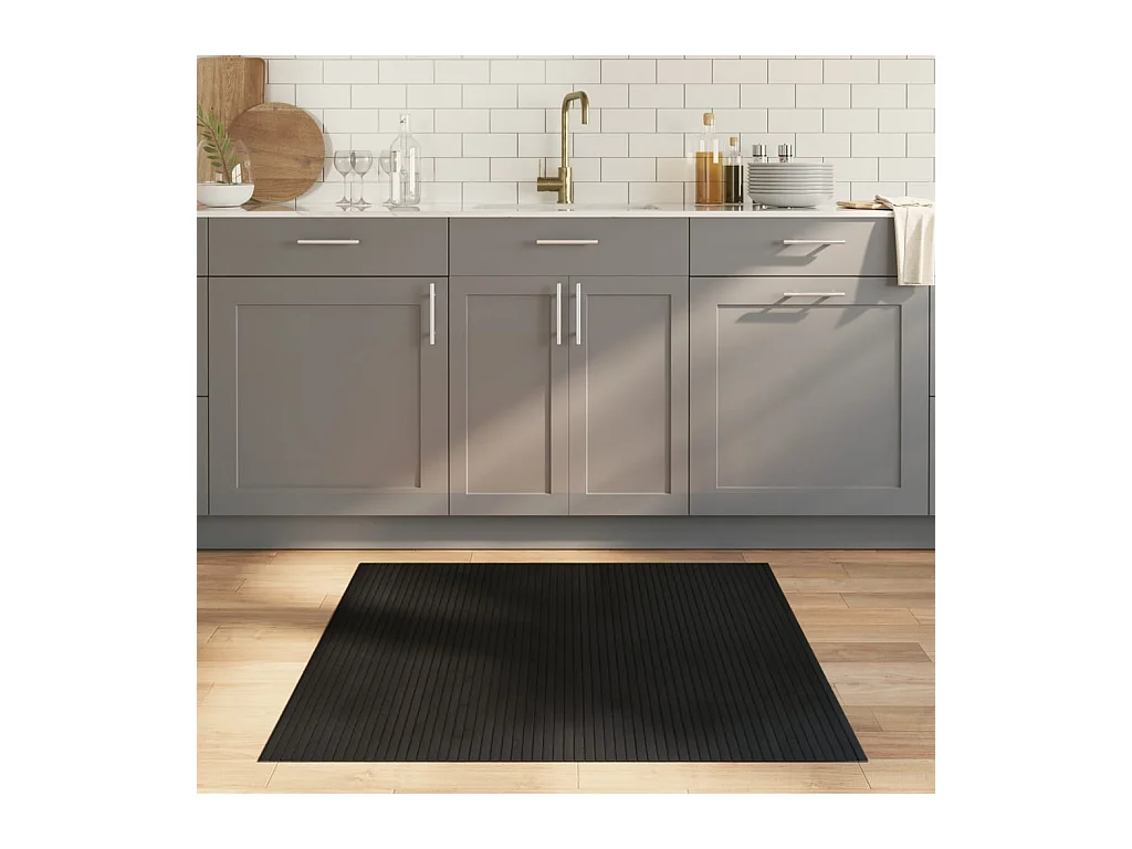 Tapis rectangulaire noir 100x100 cm bambou