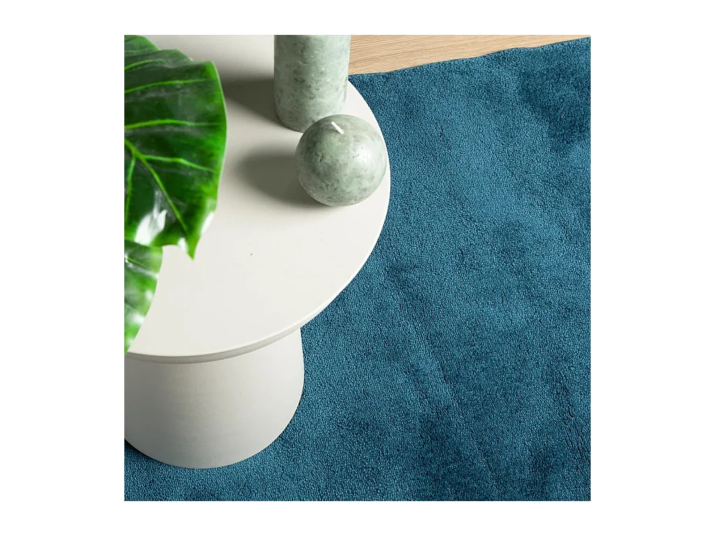 OVIEDO kortpolig vloerkleed turquoise 120x120 cm